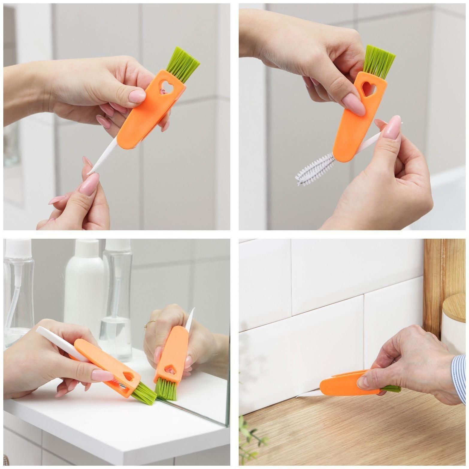 Щётка универсальная, 3 щётки в одном корпусе, 13 см, цвет МИКС