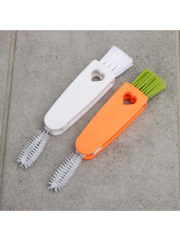 Щётка универсальная, 3 щётки в одном корпусе, 13 см, цвет МИКС