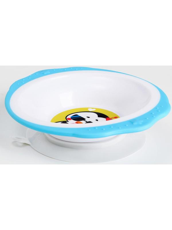 Набор детской посуды «Пингвинчик», тарелка на присоске 250мл, вилка, ложка