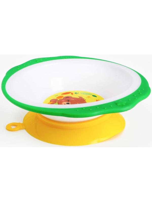 Набор детской посуды «Медвежонок», тарелка на присоске 250мл, вилка, ложка