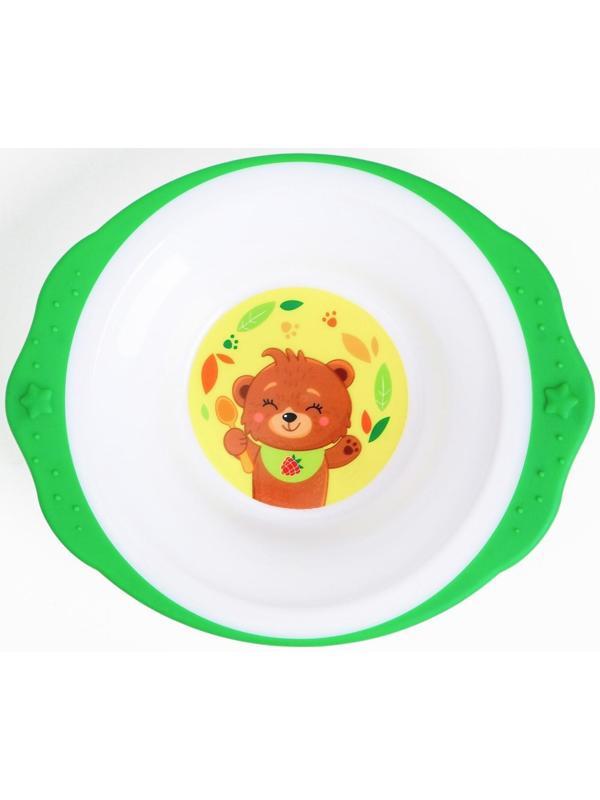 Набор детской посуды «Медвежонок», тарелка на присоске 250мл, вилка, ложка