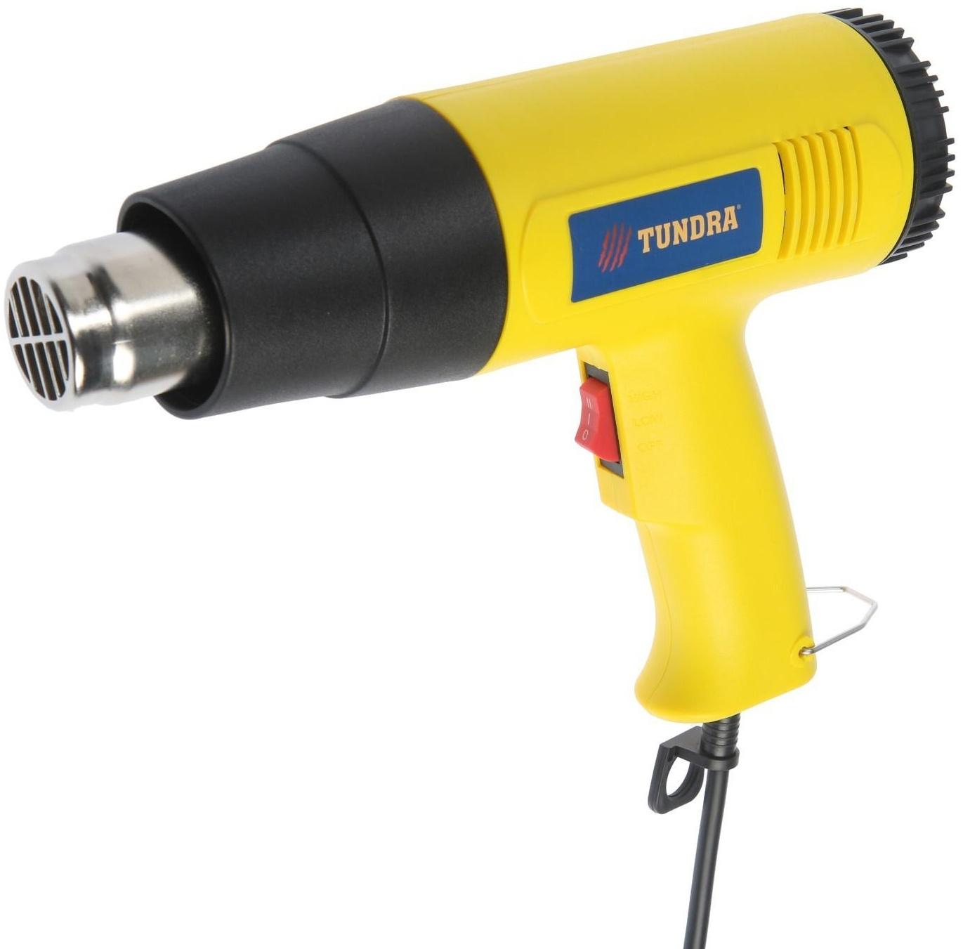 Строительный фен ТУНДРА, 2000 Вт, 250-500 л/мин, 350/600°С