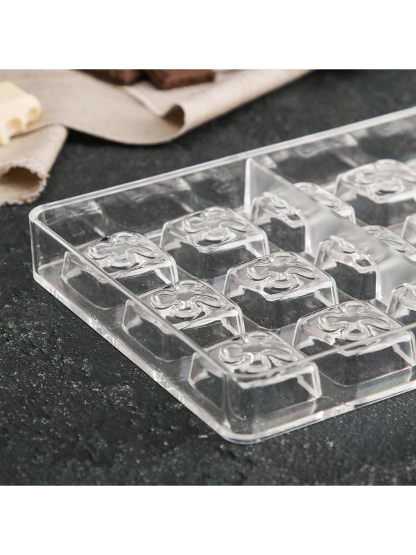 Форма для шоколада и конфет KONFINETTA «Клевер», 27,5×17,5×2,5 см, 21 ячейка, ячейка 2,5×2,5×1 см