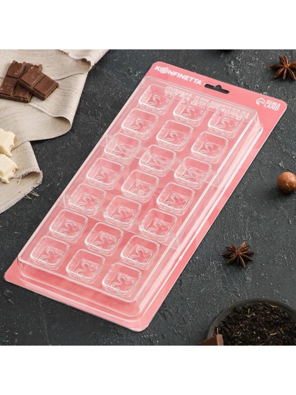 Форма для шоколада и конфет KONFINETTA «Клевер», 27,5×17,5×2,5 см, 21 ячейка, ячейка 2,5×2,5×1 см