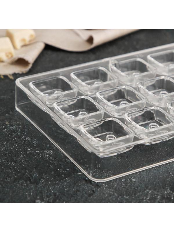 Форма для шоколада и конфет KONFINETTA «Клевер», 27,5×17,5×2,5 см, 21 ячейка, ячейка 2,5×2,5×1 см