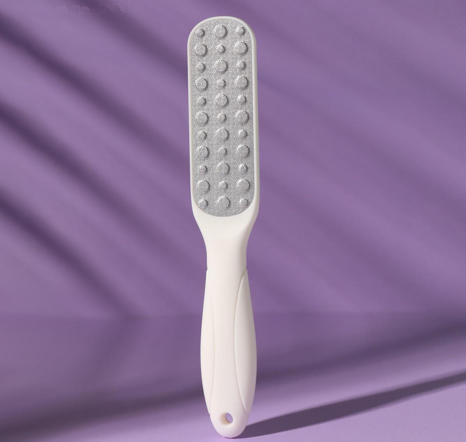 Тёрка для ног, овальная, лазерная, двусторонняя, 23 см, цвет белый