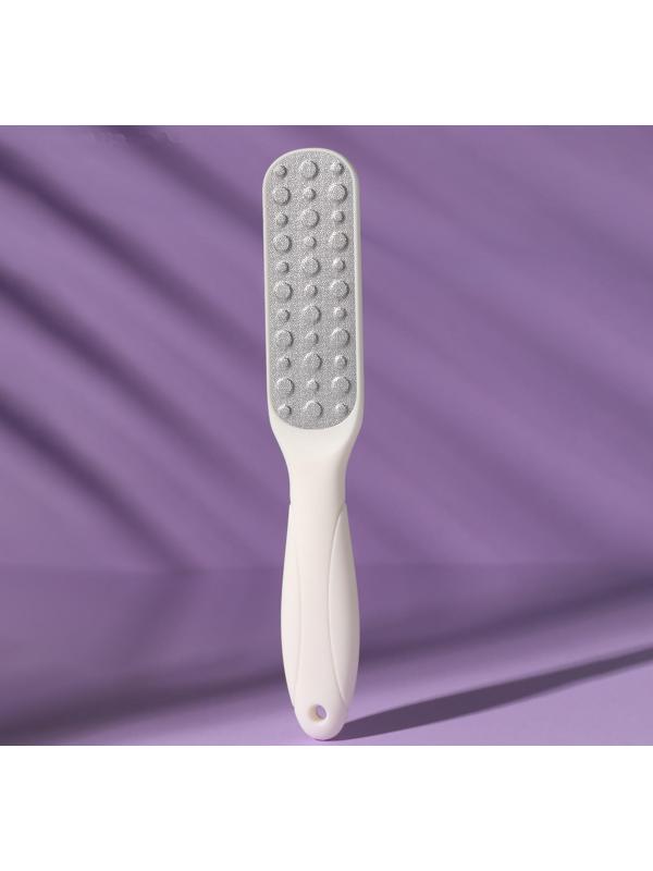 Тёрка для ног, овальная, лазерная, двусторонняя, 23 см, цвет белый