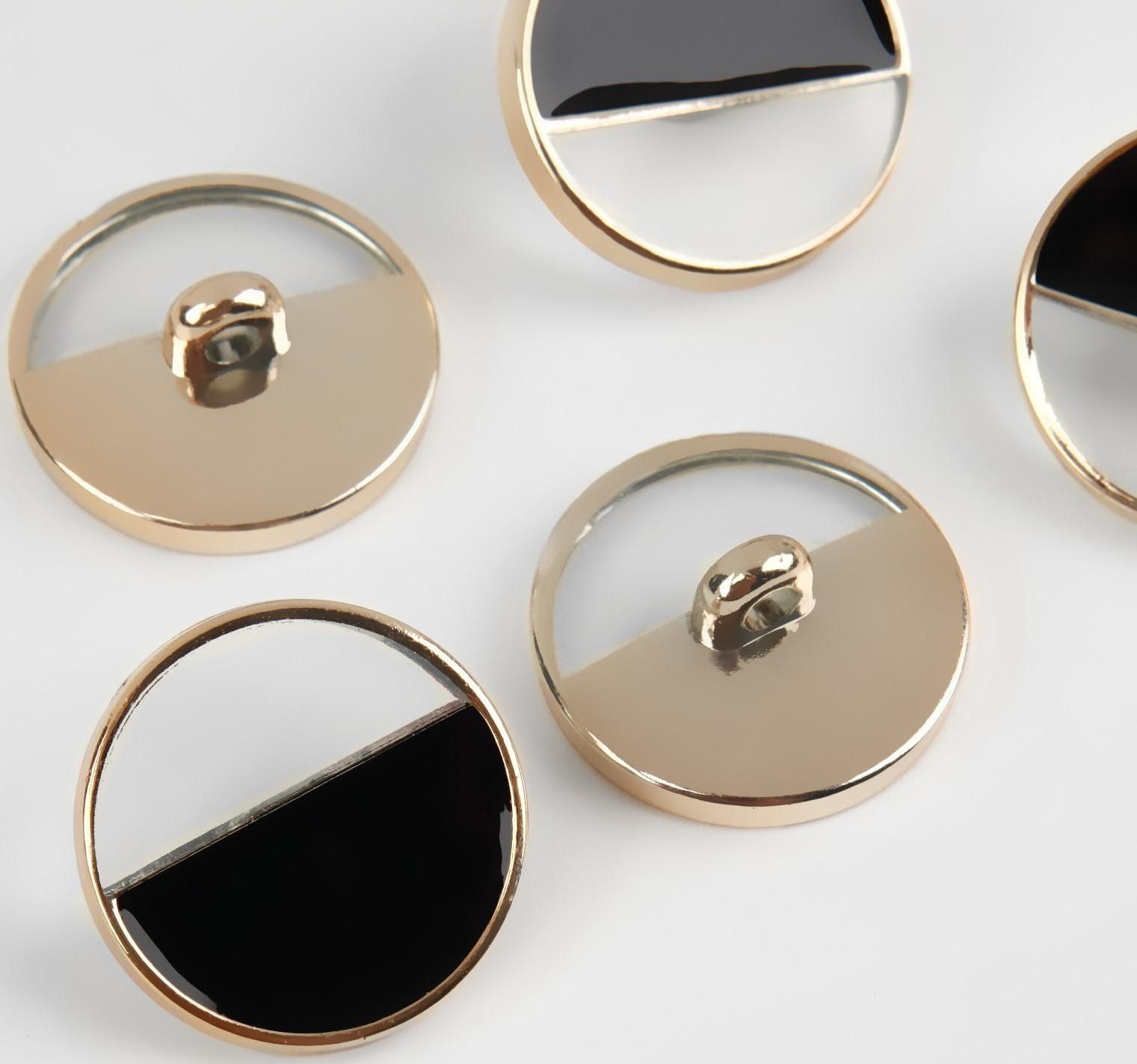 Набор пластиковых пуговиц на ножке, d = 25 мм, 5 шт, цвет чёрный