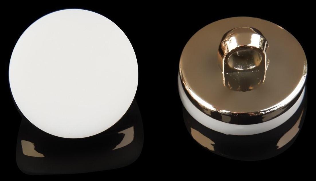 Набор пластиковых пуговиц на ножке, d = 15 мм, 10 шт, матовые, цвет белый/золотой