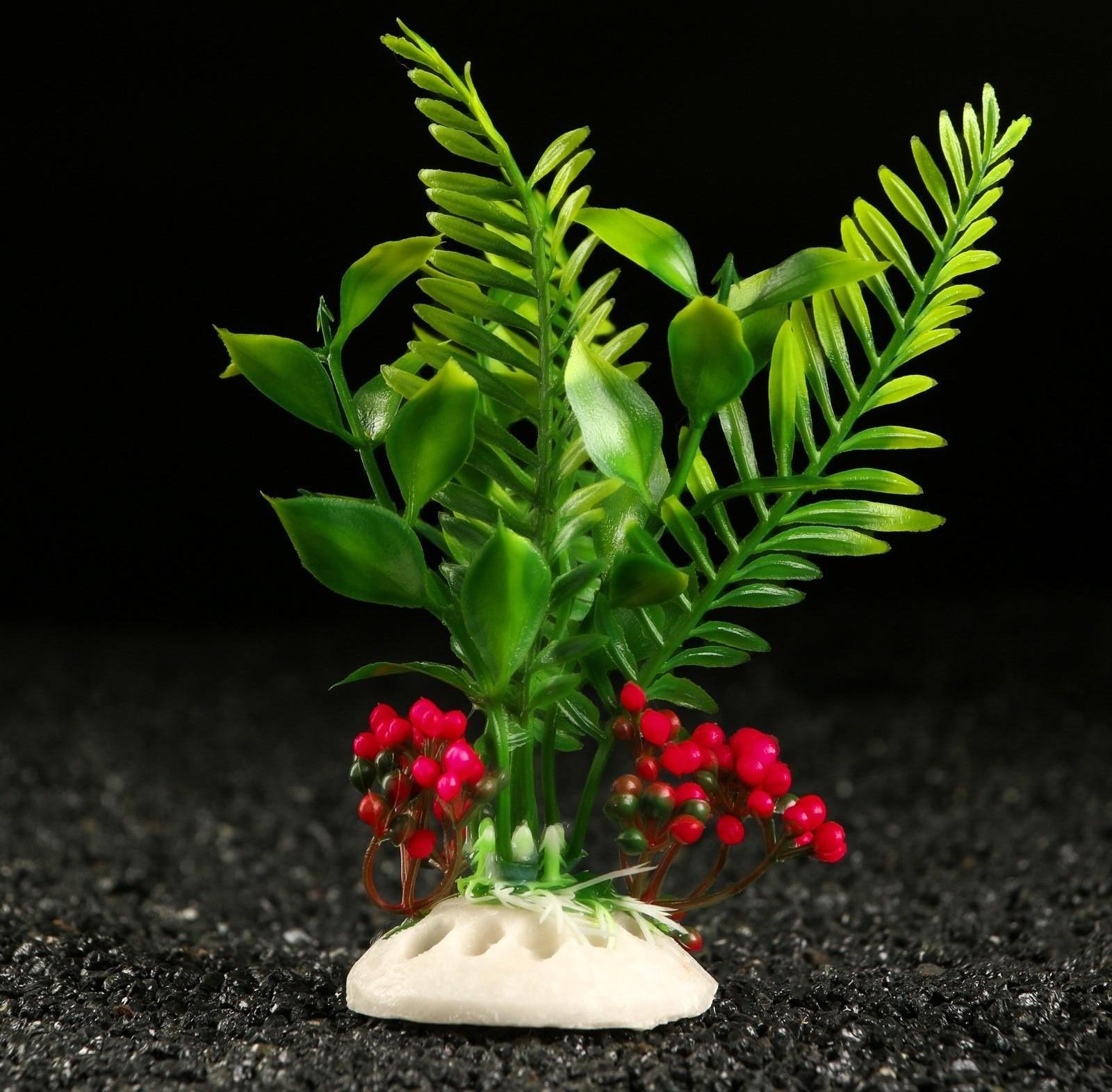 Растение искусственное аквариумное, 18 х 9 х 14 см, красное