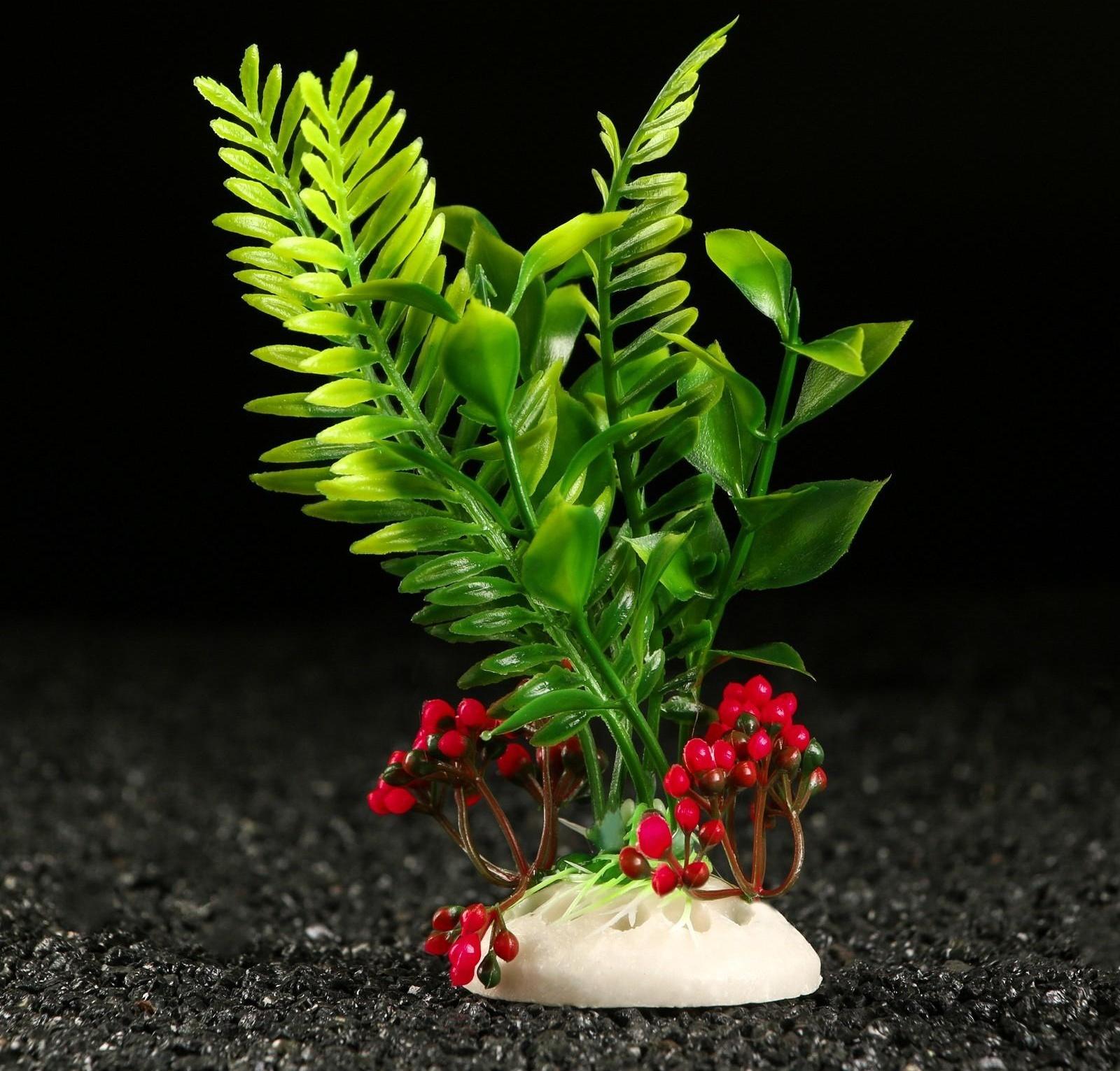 Растение искусственное аквариумное, 18 х 9 х 14 см, красное