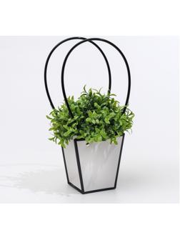 Сумка для цветов Белая влагостойкая, 12x12-8x8-12.5 см