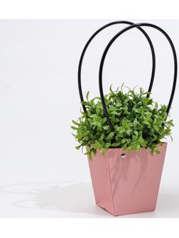 Сумка для цветов розовая влагостойкая, 12x12-8x8-12.5 см