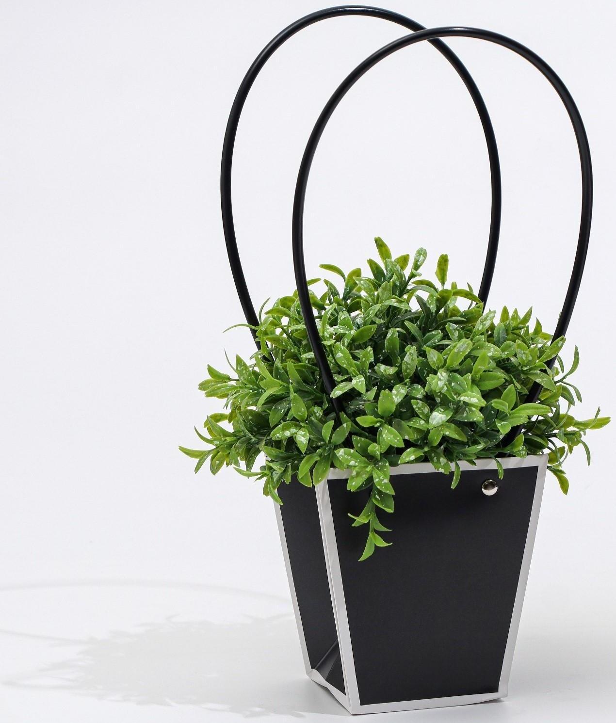 Сумка для цветов Черная влагостойкая, 12x12-8x8-12.5 см