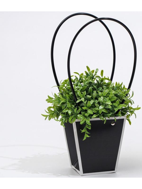 Сумка для цветов Черная влагостойкая, 12x12-8x8-12.5 см