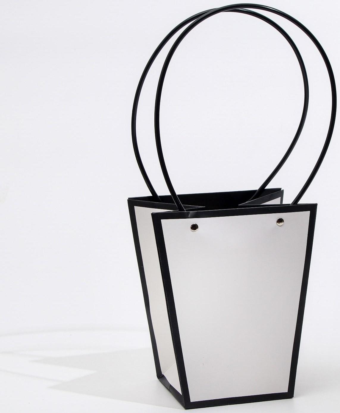 Сумка для цветов Белая влагостойкая, 17x17-11.5x11.5-20 см