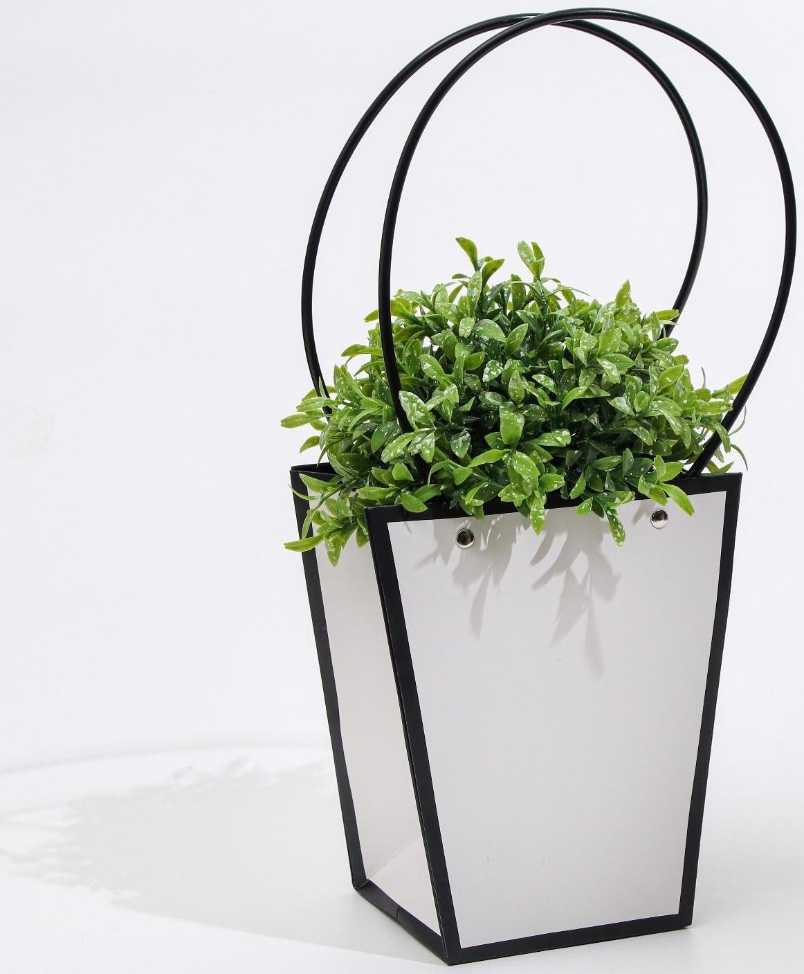 Сумка для цветов Белая влагостойкая, 17x17-11.5x11.5-20 см