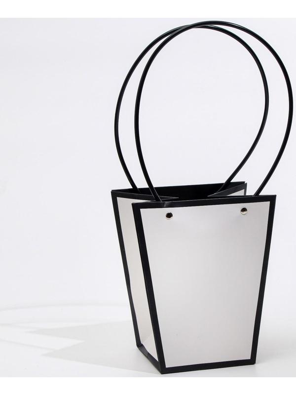 Сумка для цветов Белая влагостойкая, 17x17-11.5x11.5-20 см