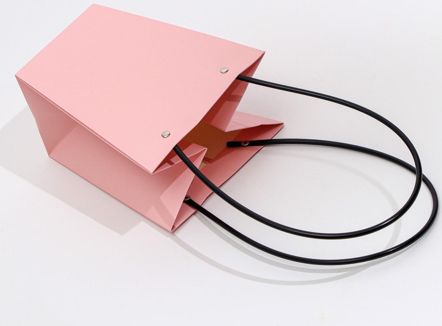 Сумка для цветов розовая влагостойкая, 17x17-11.5x11.5-20 см