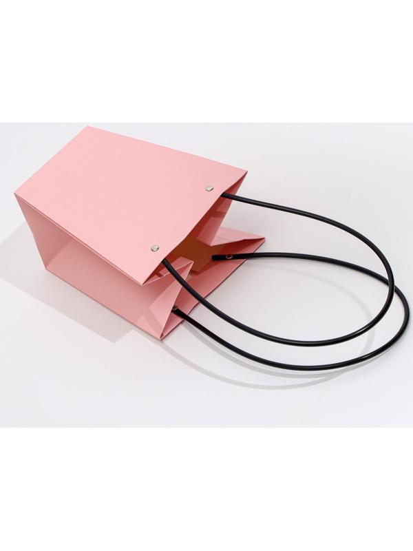 Сумка для цветов розовая влагостойкая, 17x17-11.5x11.5-20 см