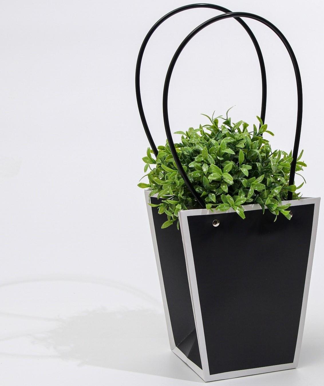 Сумка для цветов Черная влагостойкая, 17x17-11.5 x 11.5-20 см