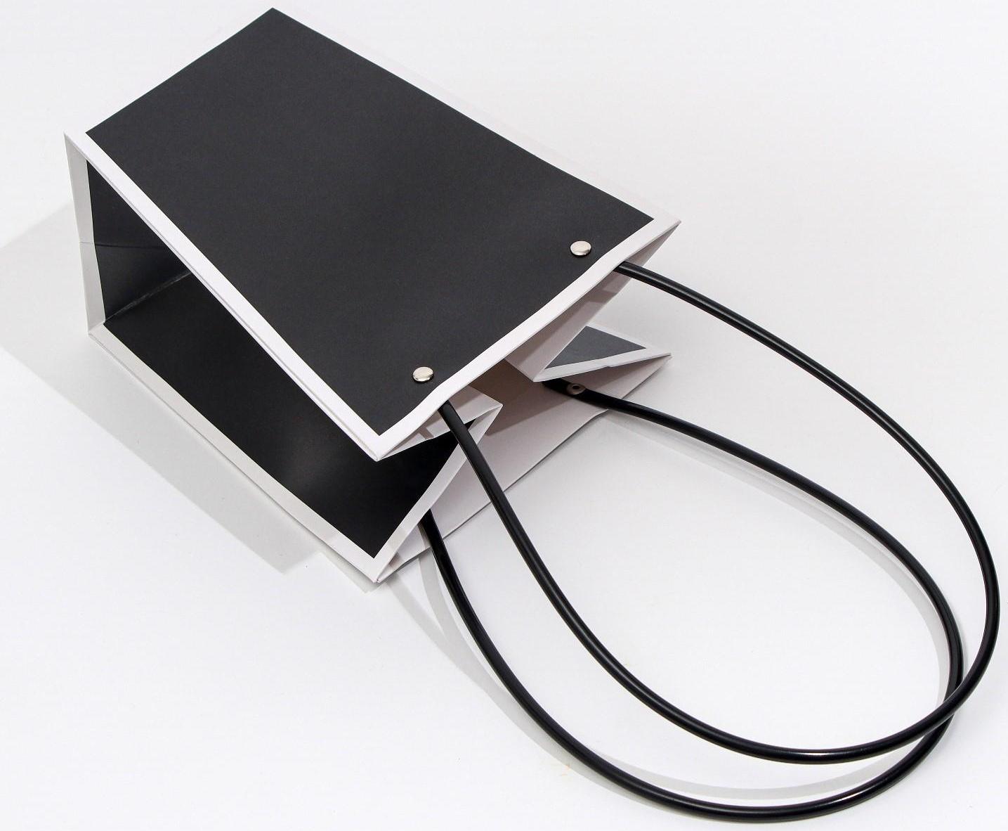 Сумка для цветов Черная влагостойкая, 17x17-11.5 x 11.5-20 см