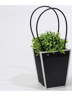 Сумка для цветов Черная влагостойкая, 17x17-11.5 x 11.5-20 см