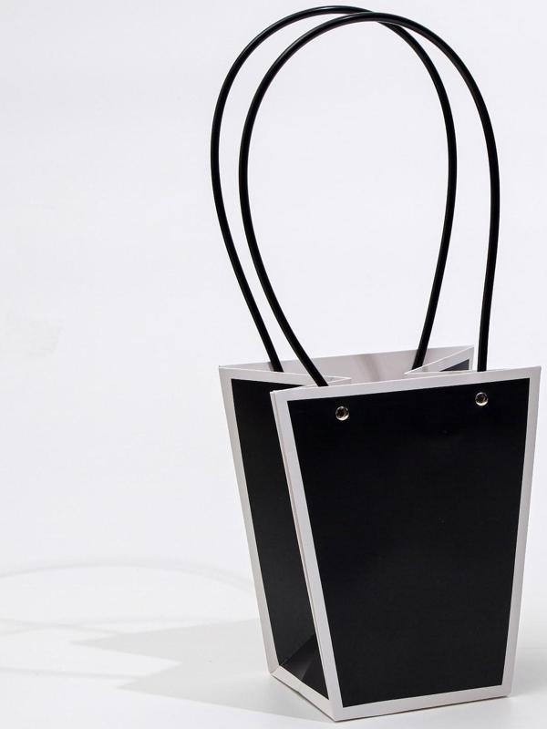 Сумка для цветов Черная влагостойкая, 17x17-11.5 x 11.5-20 см