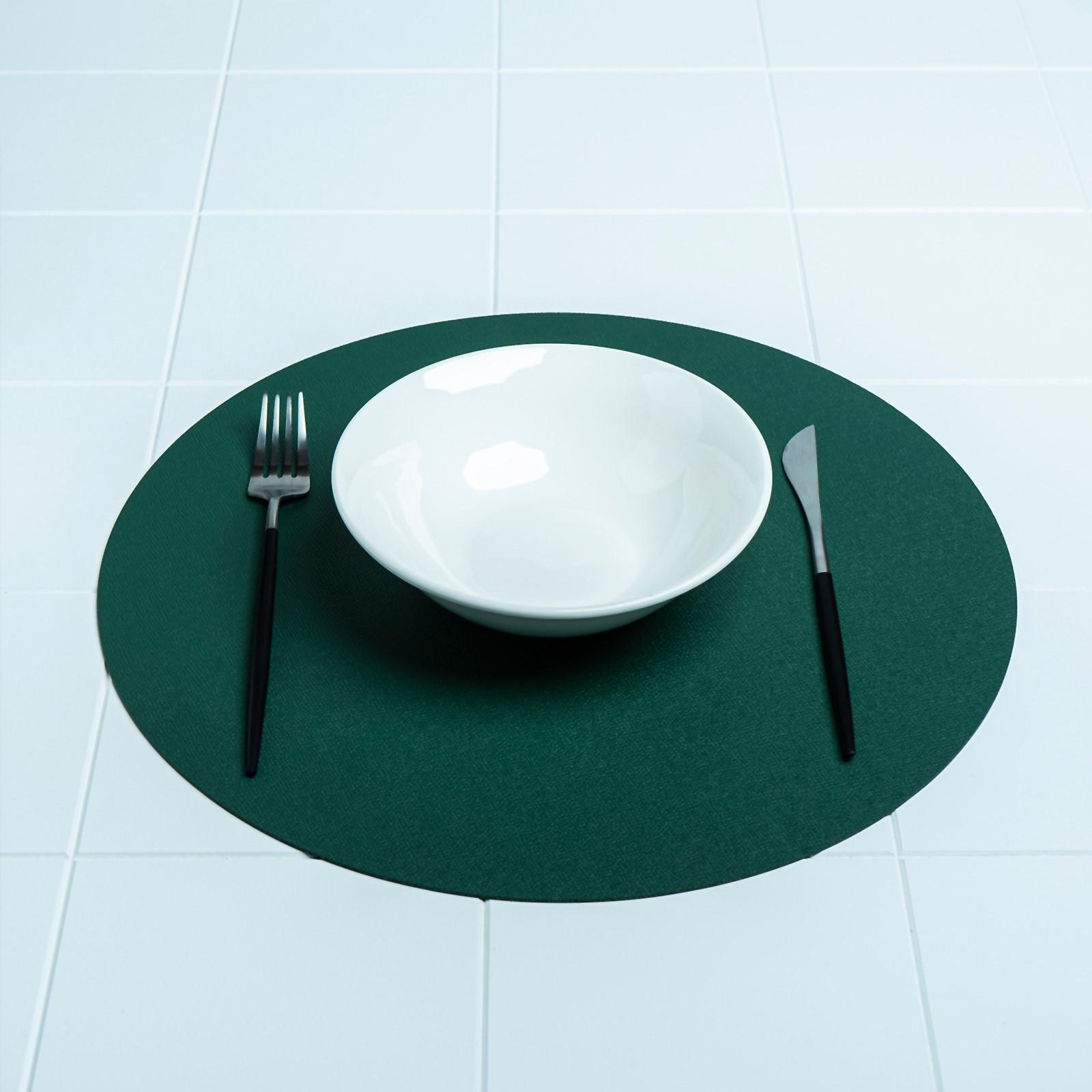 Салфетка сервировочная на стол «Тэм», d=35 см, цвет зелёный