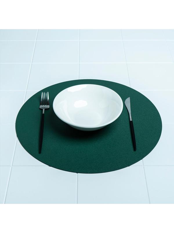 Салфетка сервировочная на стол «Тэм», d=35 см, цвет зелёный