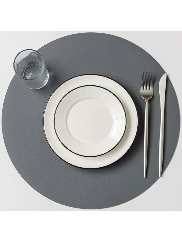 Салфетка сервировочная на стол «Тэм», d=35 см, цвет тёмно-серый