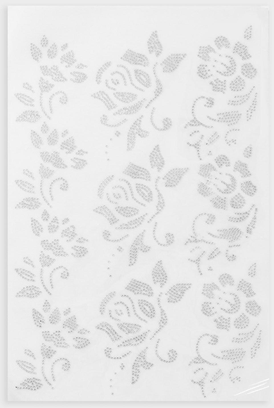 Термоаппликация из страз «Узор», 9 шт на листе, цвет белый