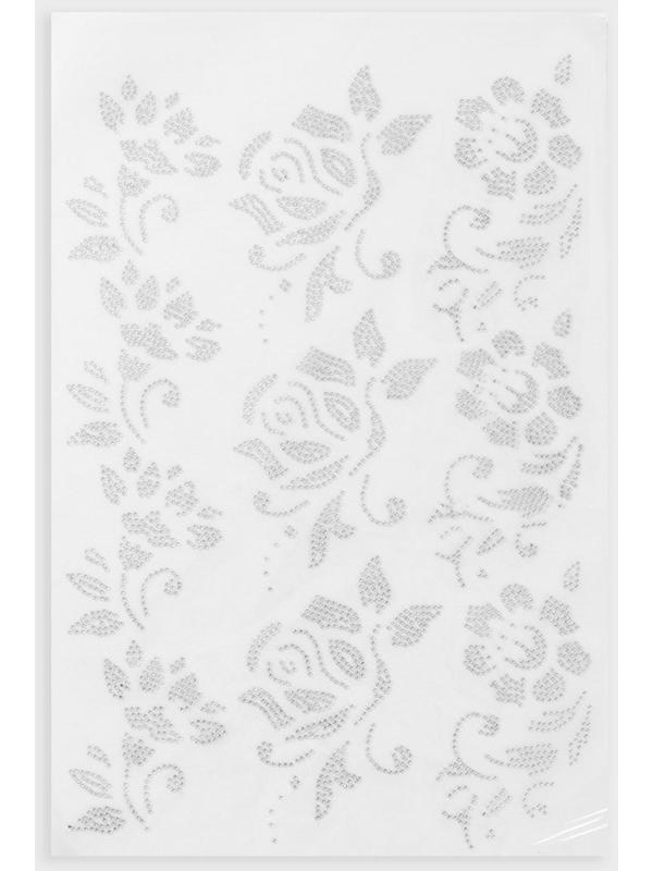 Термоаппликация из страз «Узор», 9 шт на листе, цвет белый