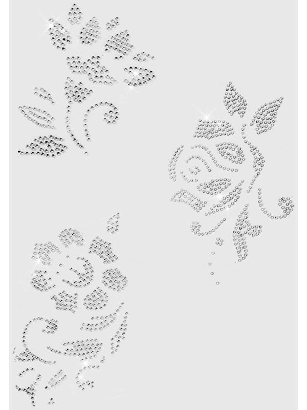 Термоаппликация из страз «Узор», 9 шт на листе, цвет белый
