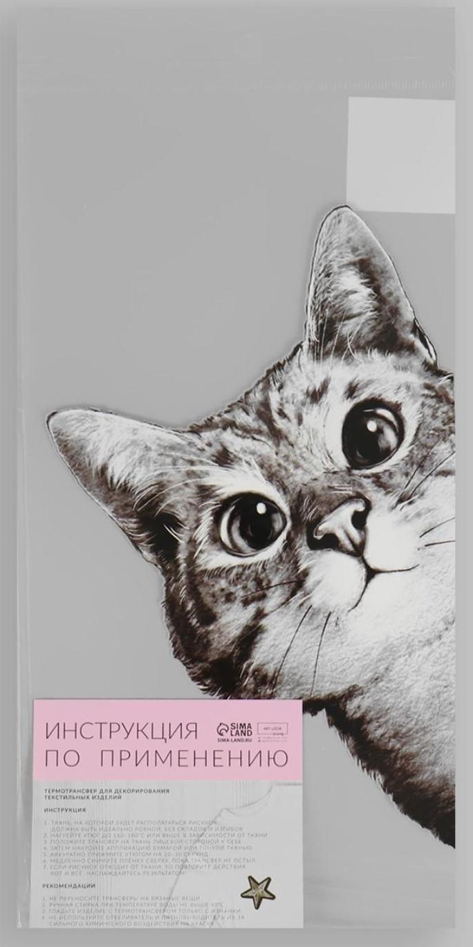 Термотрансфер «Любопытный кот», 14 × 22,3 см