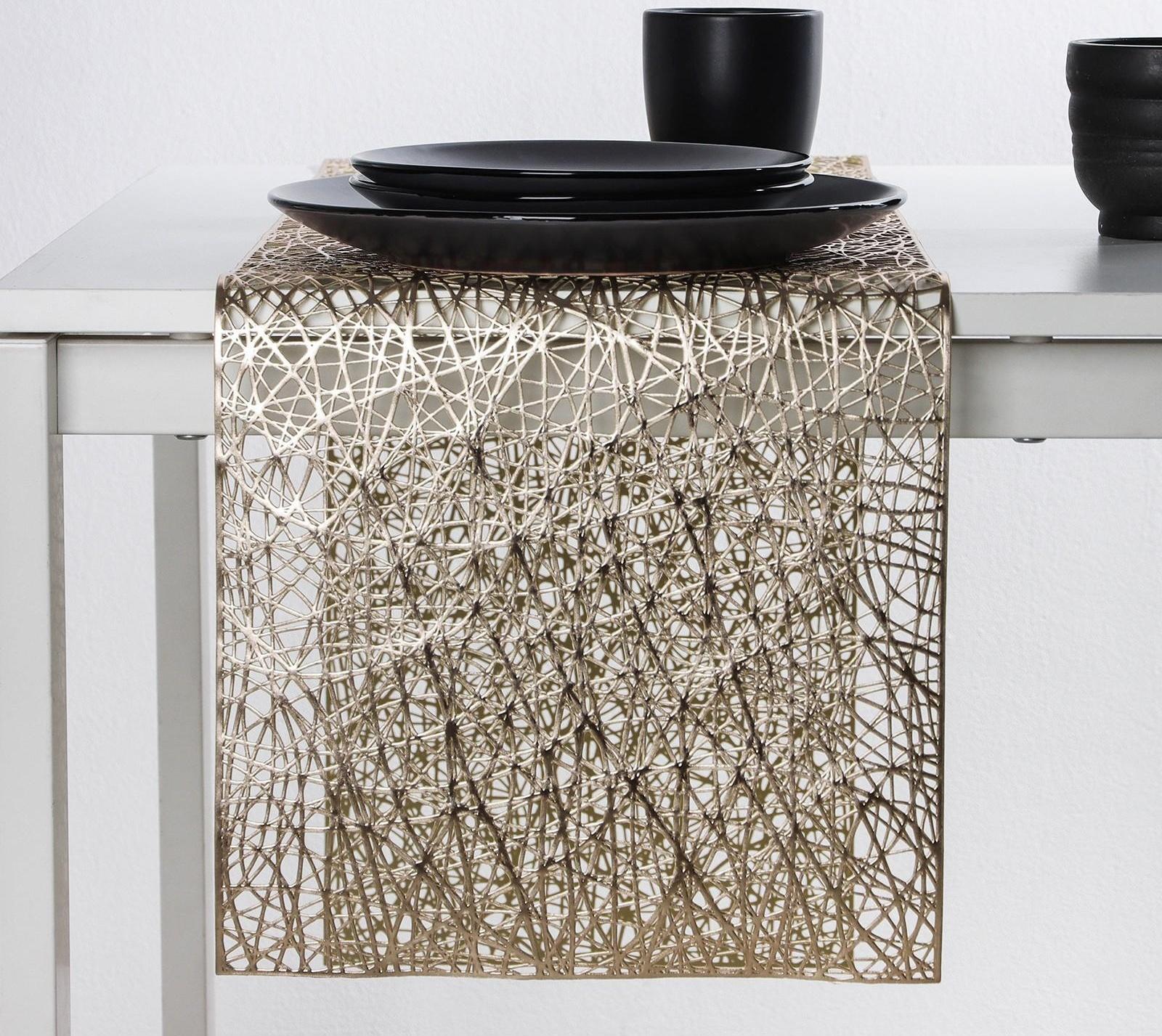 Дорожка на стол Доляна «Паутинка», 30×150 см, цвет золотой