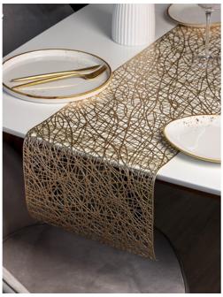Дорожка на стол Доляна «Паутинка», 30×150 см, цвет золотой