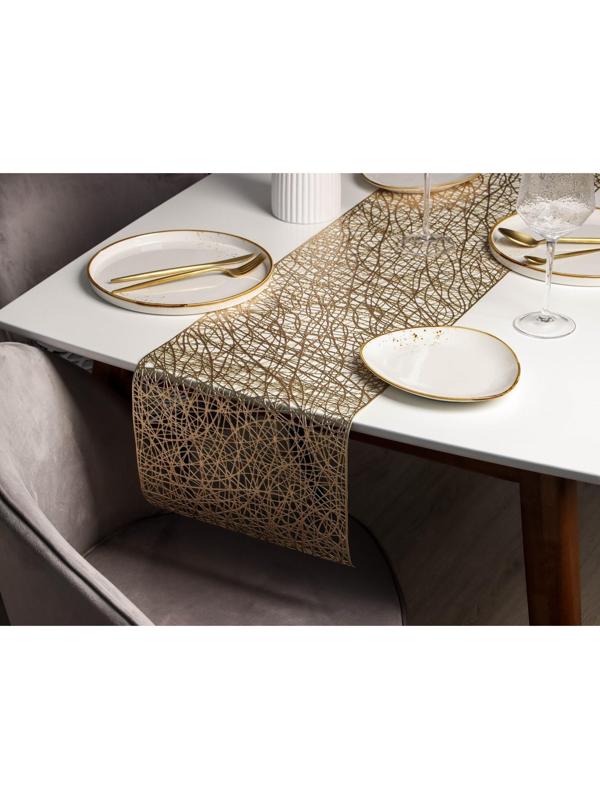 Дорожка на стол Доляна «Паутинка», 30×150 см, цвет золотой