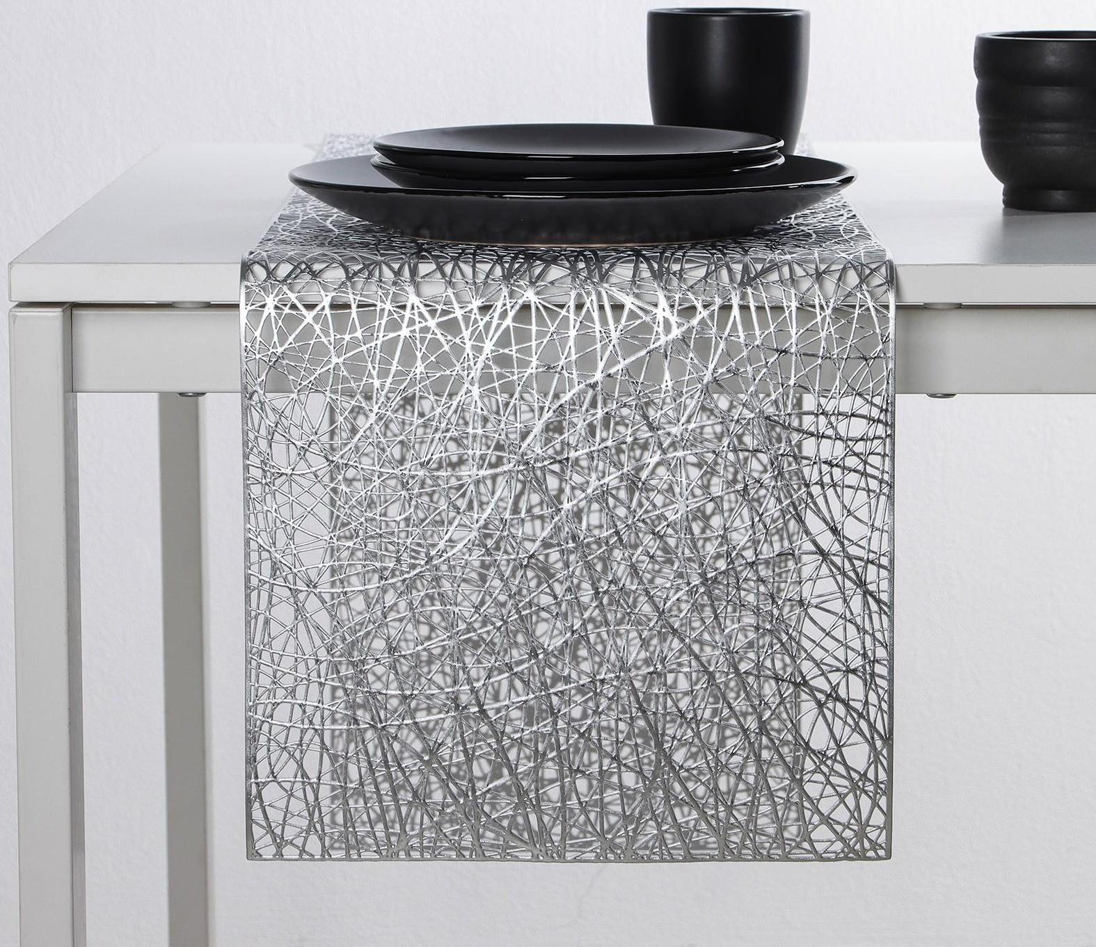 Дорожка на стол Доляна «Паутинка», 30×150 см, цвет серебряный