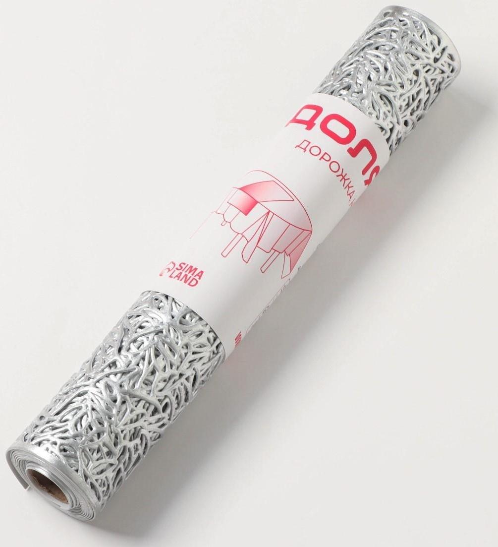 Дорожка на стол Доляна «Паутинка», 30×150 см, цвет серебряный