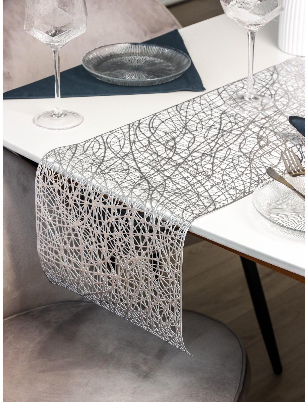 Дорожка на стол Доляна «Паутинка», 30×150 см, цвет серебряный