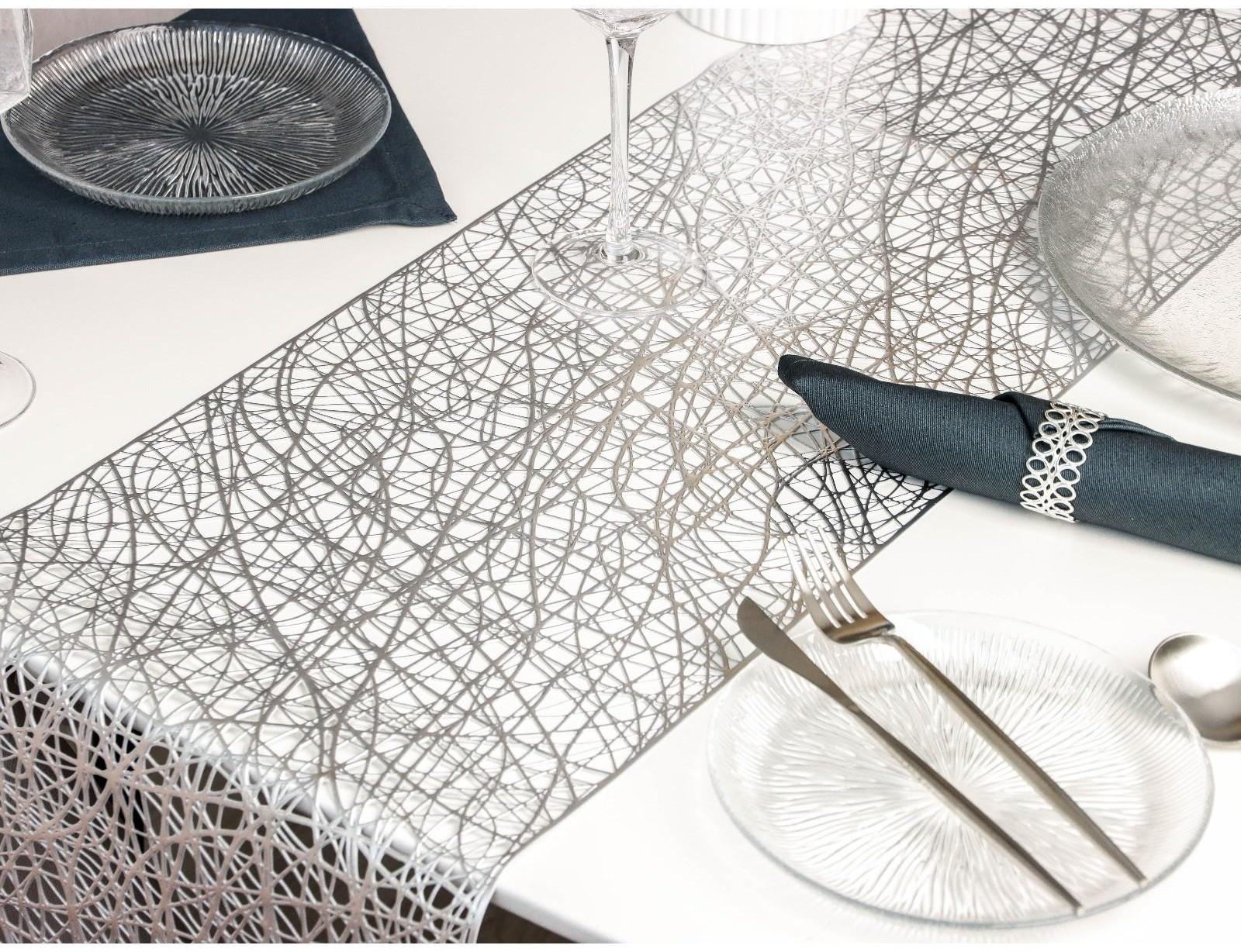 Дорожка на стол Доляна «Паутинка», 30×150 см, цвет серебряный