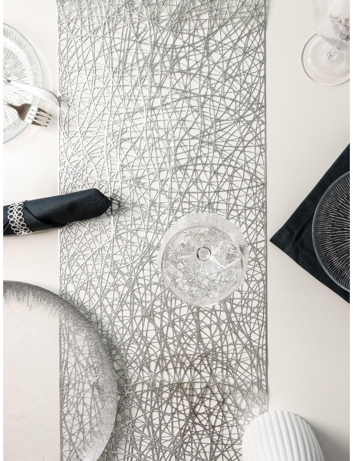 Дорожка на стол Доляна «Паутинка», 30×150 см, цвет серебряный