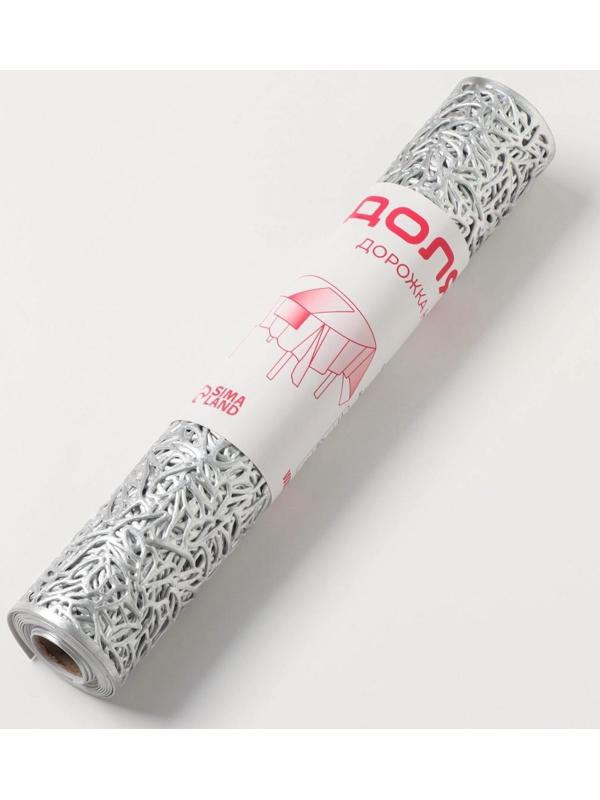 Дорожка на стол Доляна «Паутинка», 30×150 см, цвет серебряный