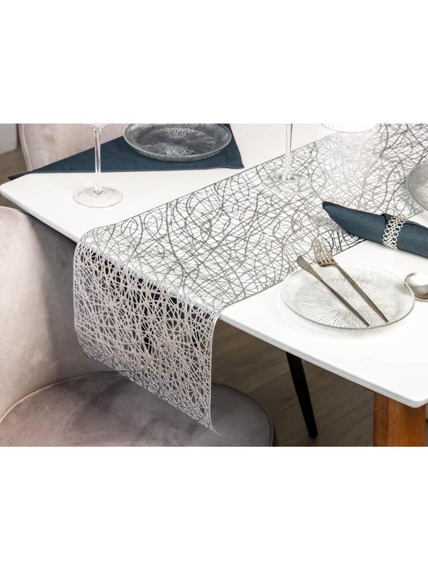 Дорожка на стол Доляна «Паутинка», 30×150 см, цвет серебряный