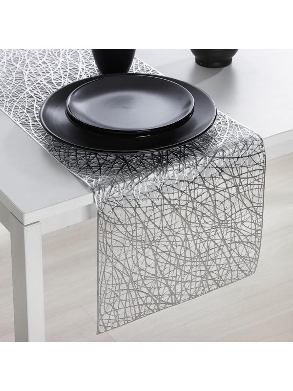 Дорожка на стол Доляна «Паутинка», 30×150 см, цвет серебряный