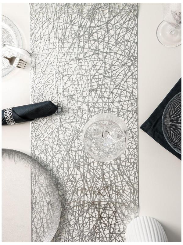 Дорожка на стол Доляна «Паутинка», 30×150 см, цвет серебряный