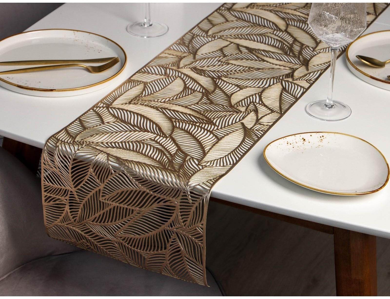 Дорожка на стол Доляна «Листопад», 30×150 см, цвет золотой