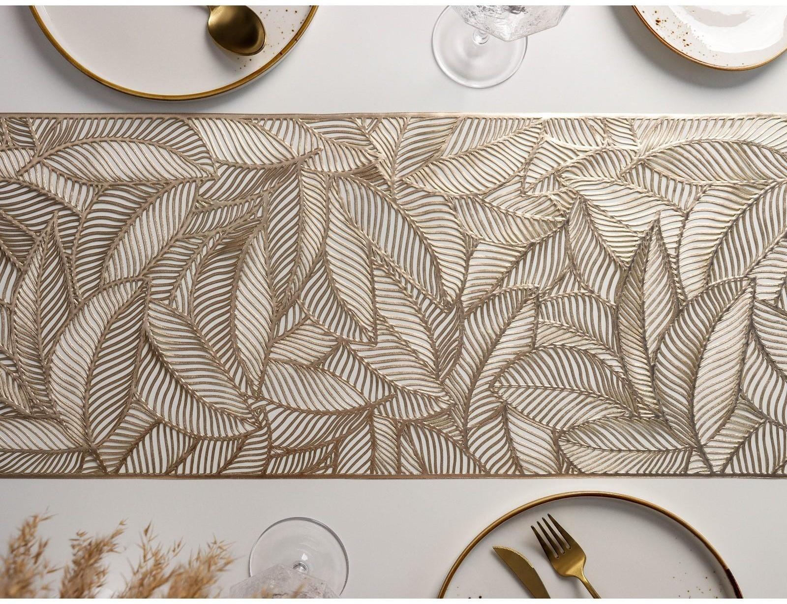 Дорожка на стол Доляна «Листопад», 30×150 см, цвет золотой