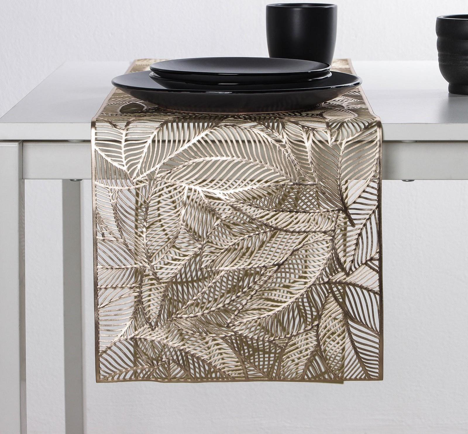 Дорожка на стол Доляна «Листопад», 30×150 см, цвет золотой